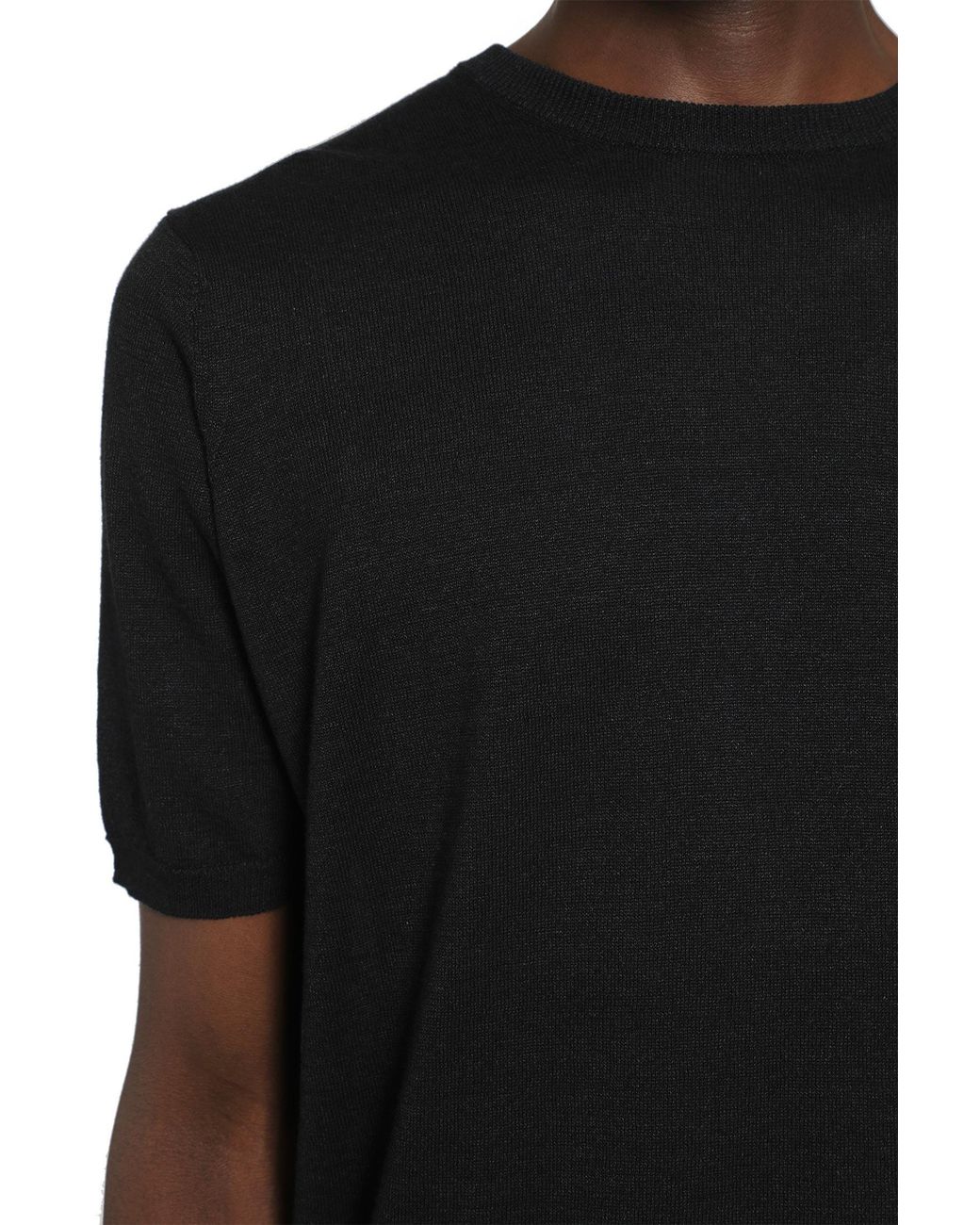Lardini Black Cotton Linen Jacquard Knit T-Shirt for men
