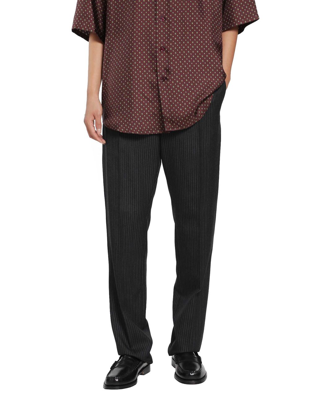 Saint Laurent Black Striped Herringbone Wool Tapered Trousers for men
