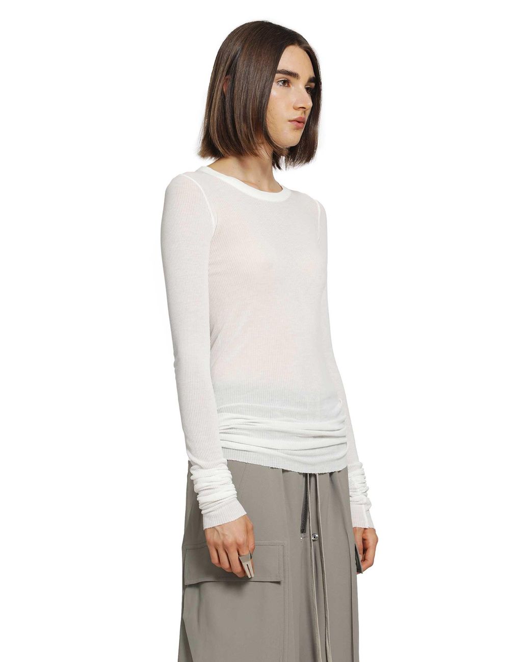 Rick Owens White Tower Rib Ls T