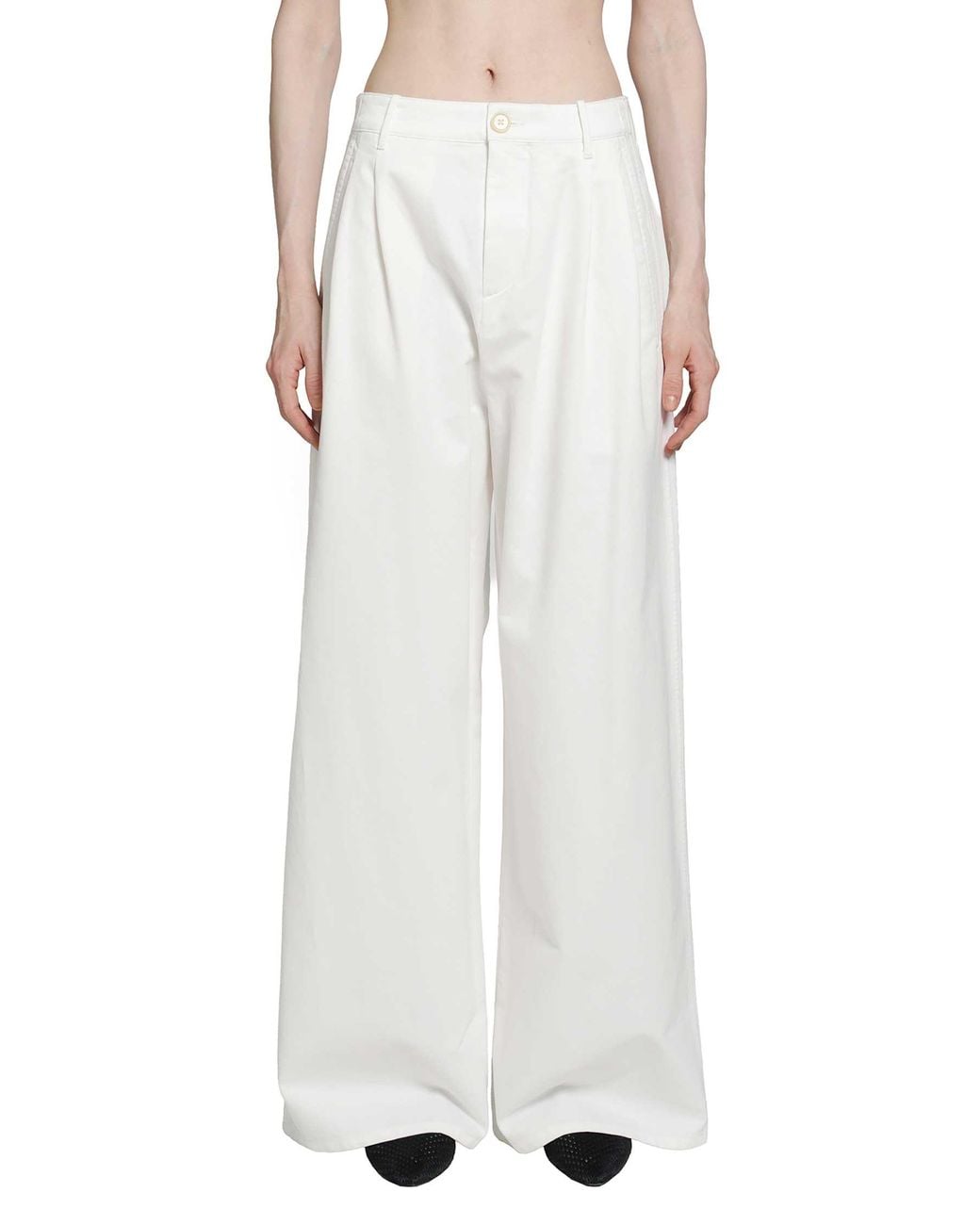 Jil Sander White Cotton Drill Trousers