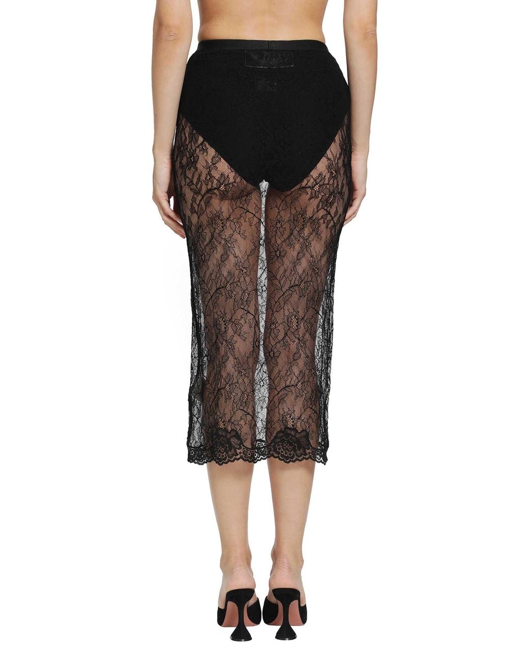 Valentino Black Lace Midi Skirt