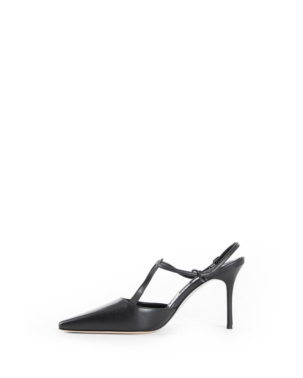 Manolo Blahnik Black Nappa Leather T-Bar Pumps