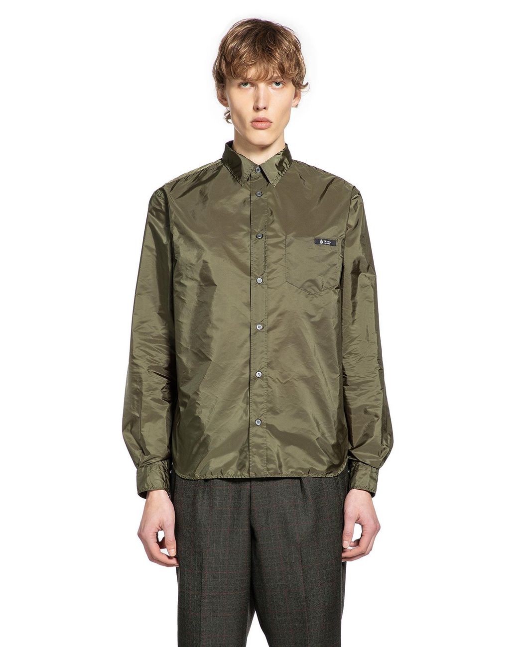 Prada Green Re-Nylon Shirt for men