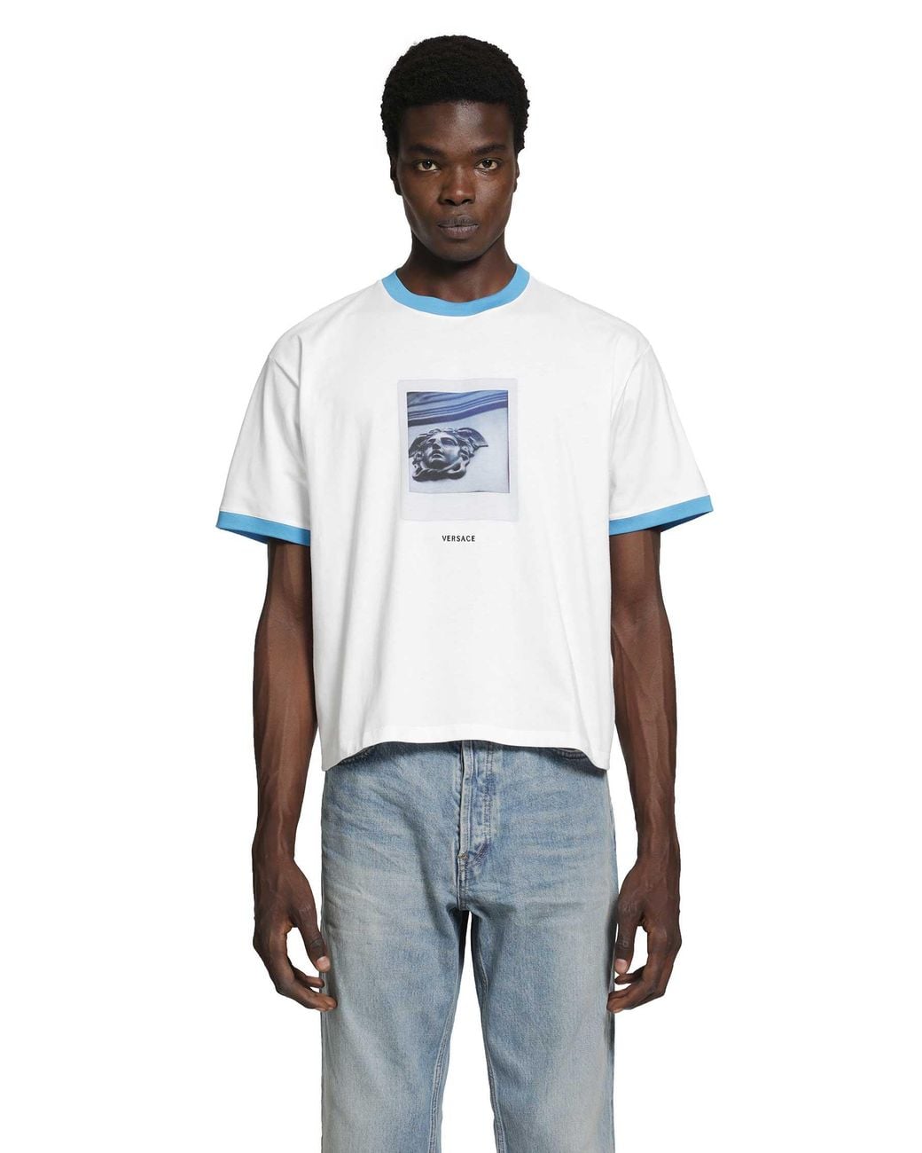 Versace White Printed Cotton Jersey Regular T-Shirt for men