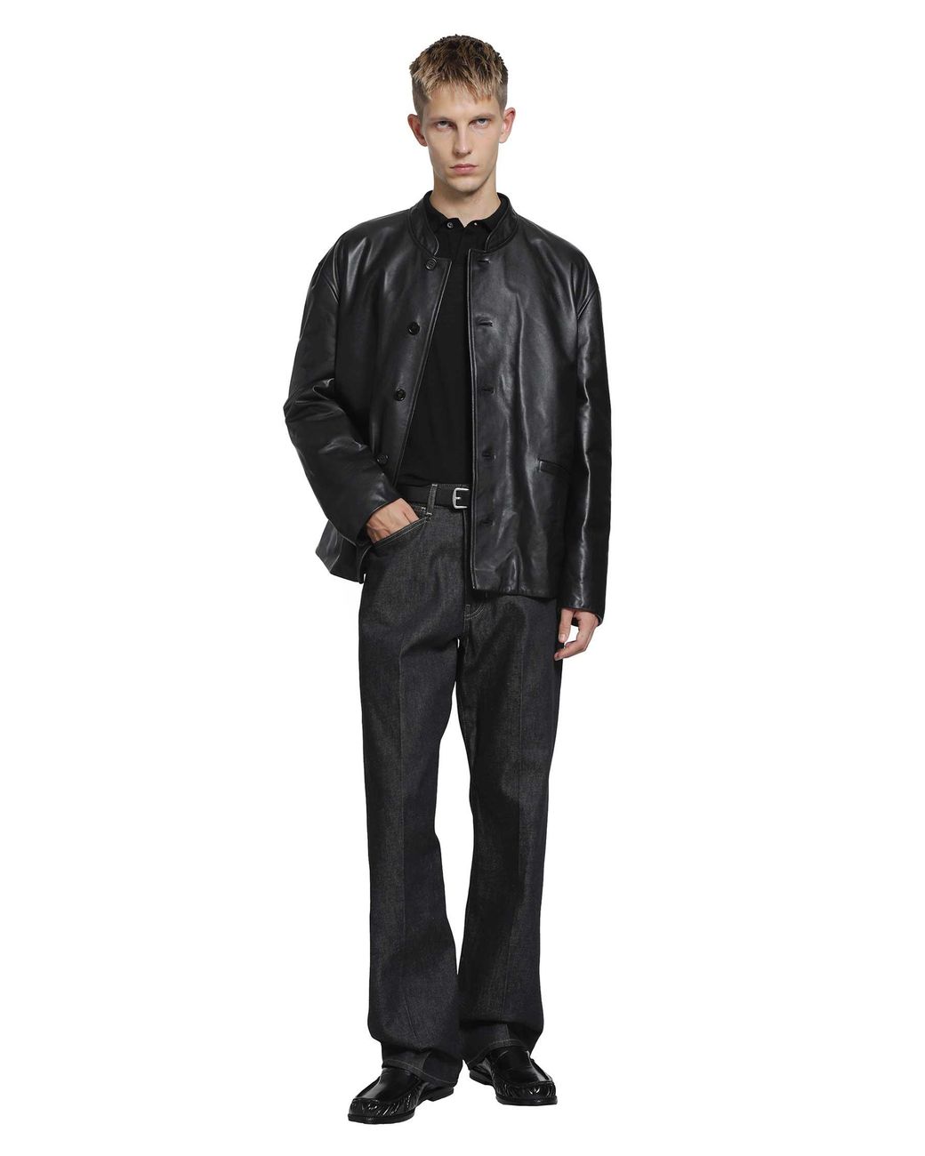 Jil Sander Black Leather Jacket for men