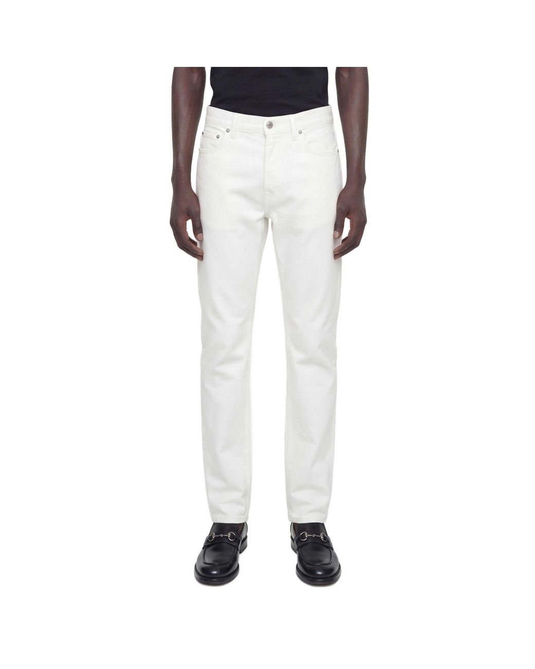 Gucci White 5 Pocket Loose Fit Jeans for men