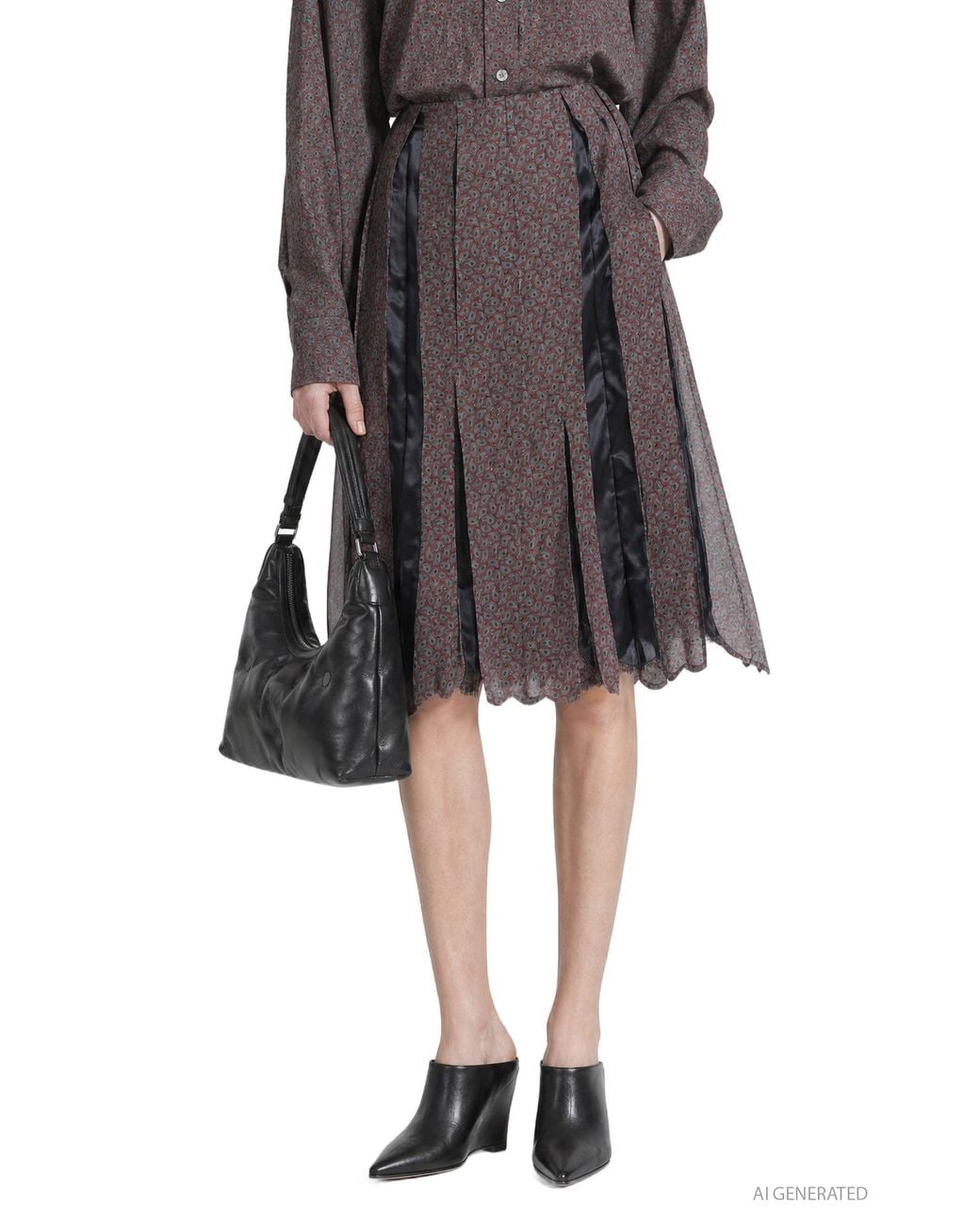 Maison Margiela Black Fusion Paisley Midi Skirt