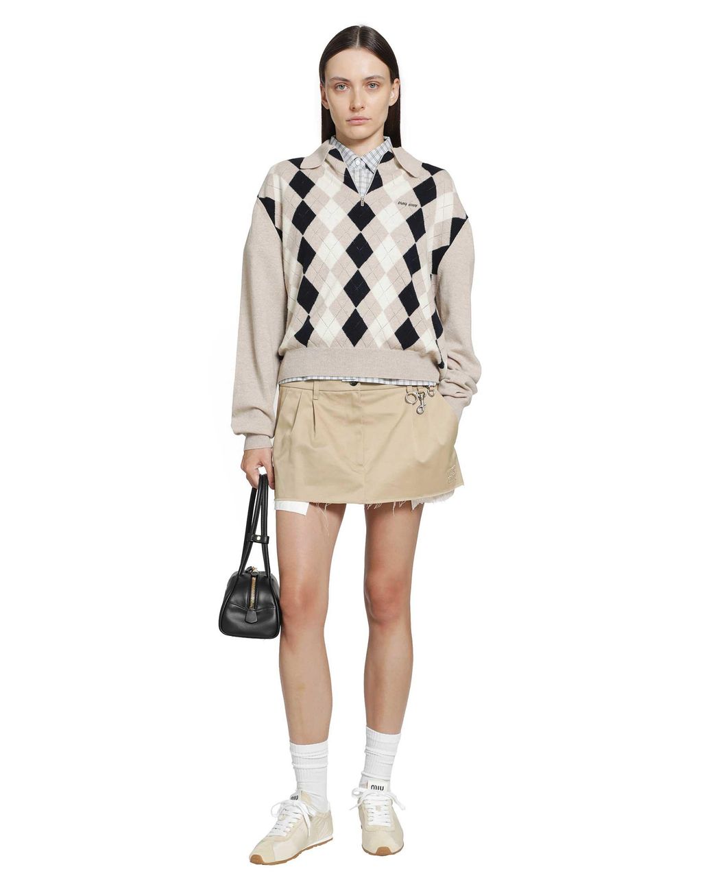 Miu Miu Metallic Cashmere Polo Sweater