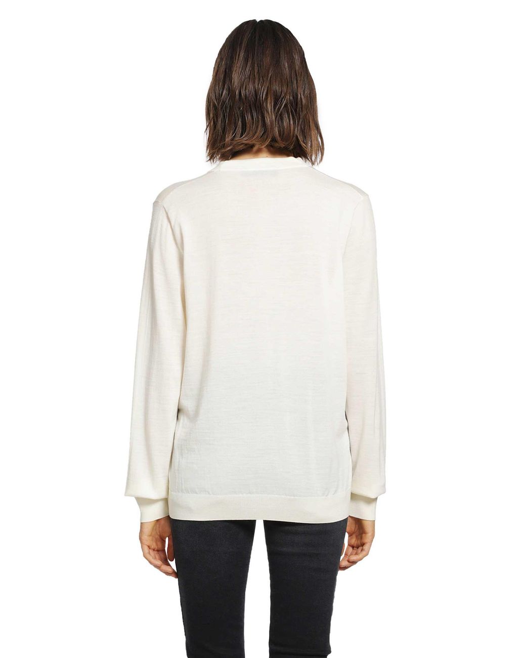 Gucci White Fine Wool Crest Logo Cardigan