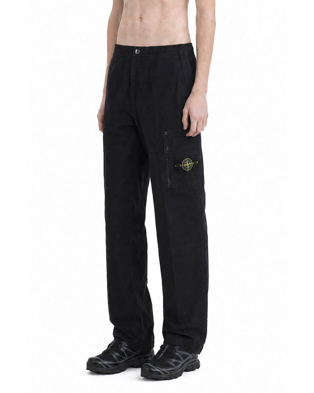 Stone Island Black 3100015 Cotton Ripstop Cargo Pants for men