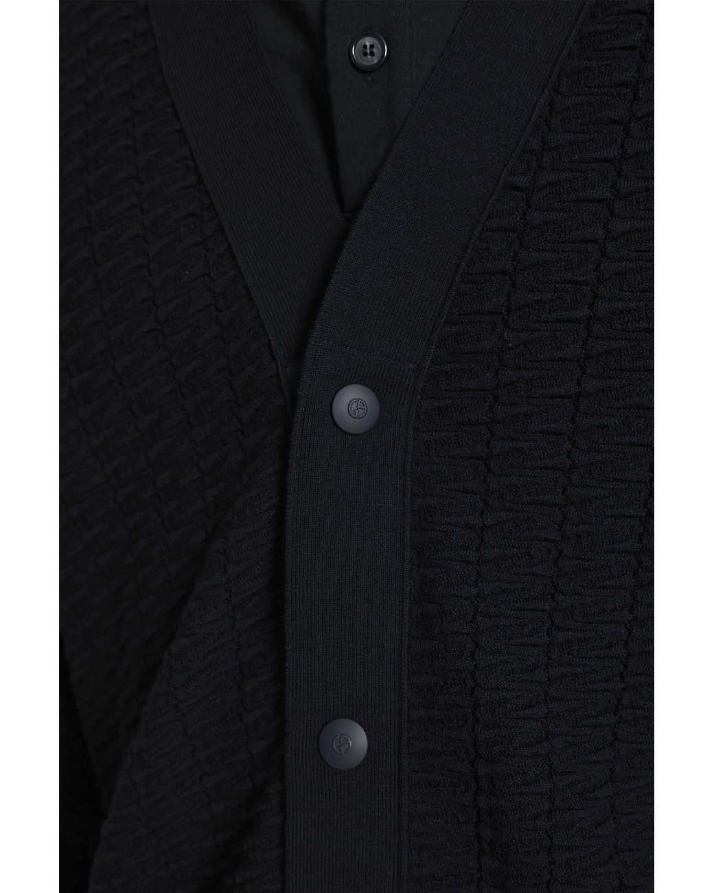 Giorgio Armani Black Virgin Wool Blend Cardigan for men