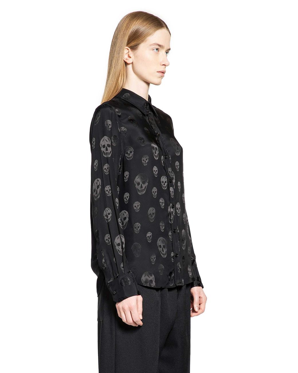 McQueen Black Skull Motif Shirt