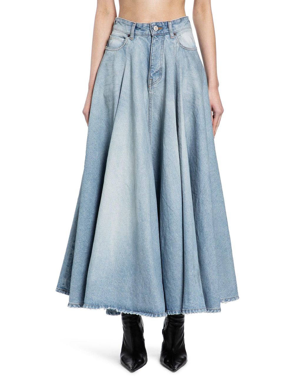 Balenciaga Blue Godet Maxi Skirt