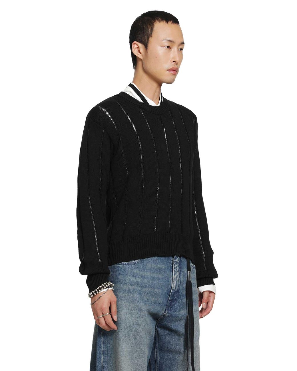 Ann Demeulemeester Black Rikki Brushed Rib Crewneck Sweater for men