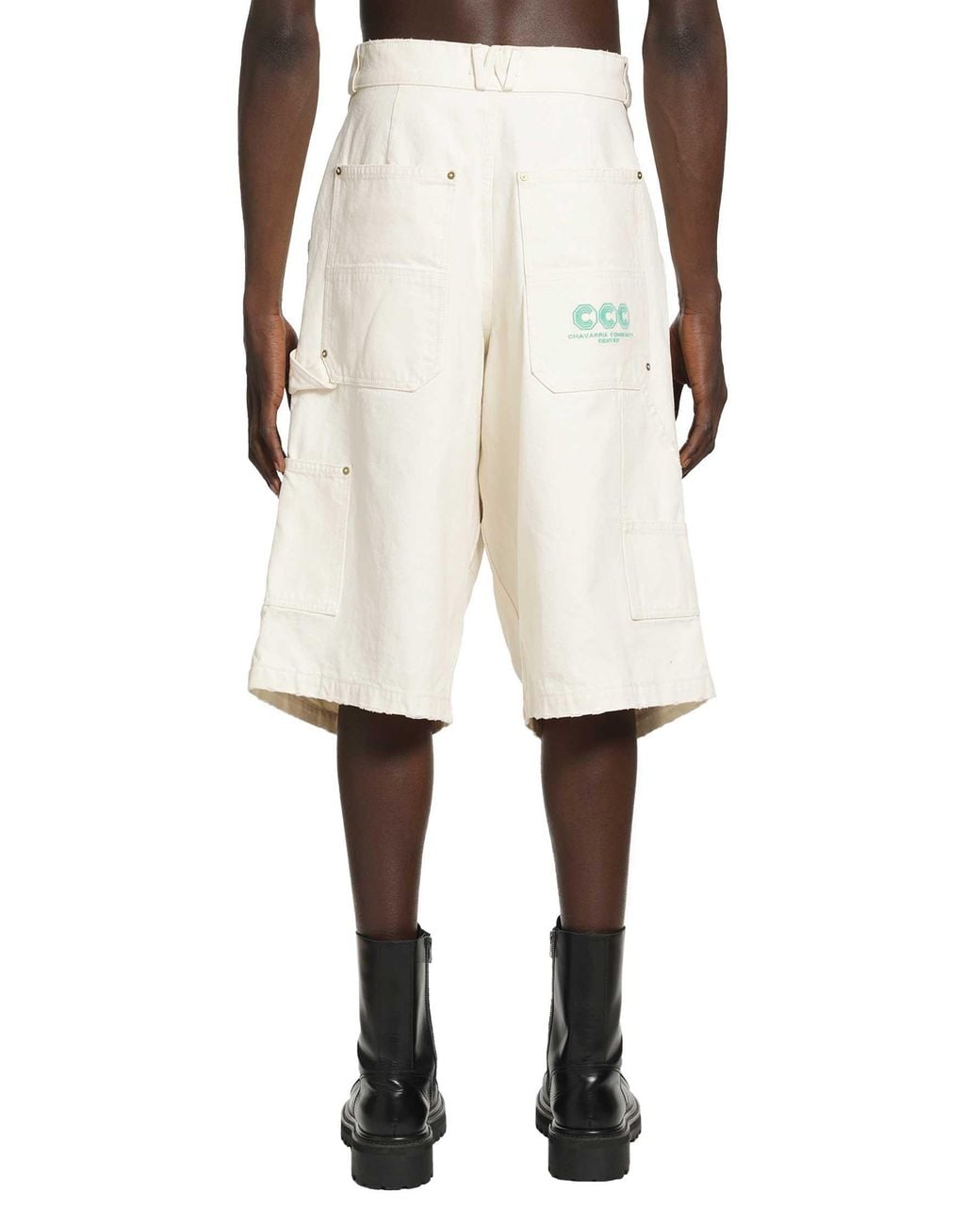 Willy Chavarria Natural Stockton Double Knee Shorts for men