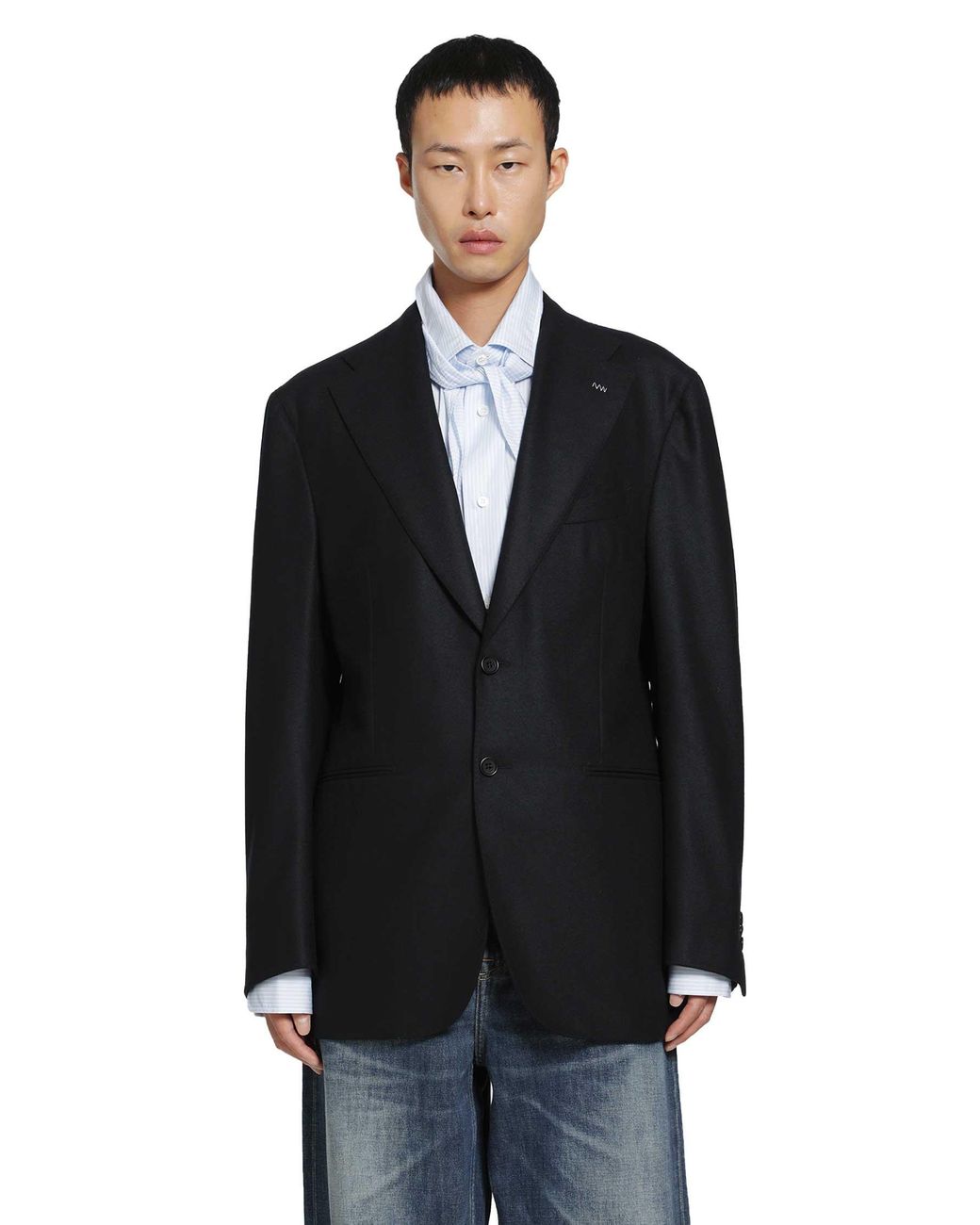 SALON C. LUNDMAN Black Heavy Flannel Blazer for men