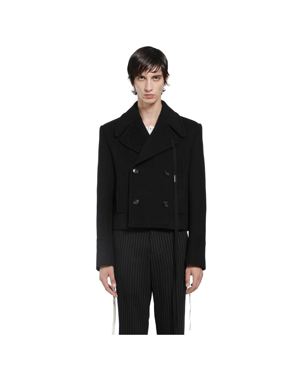 Ann Demeulemeester Black Dalmar Double-Breasted Short Caban for men