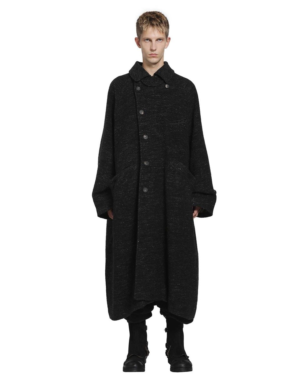 Ziggy Chen Black Spread Collar Coat for men