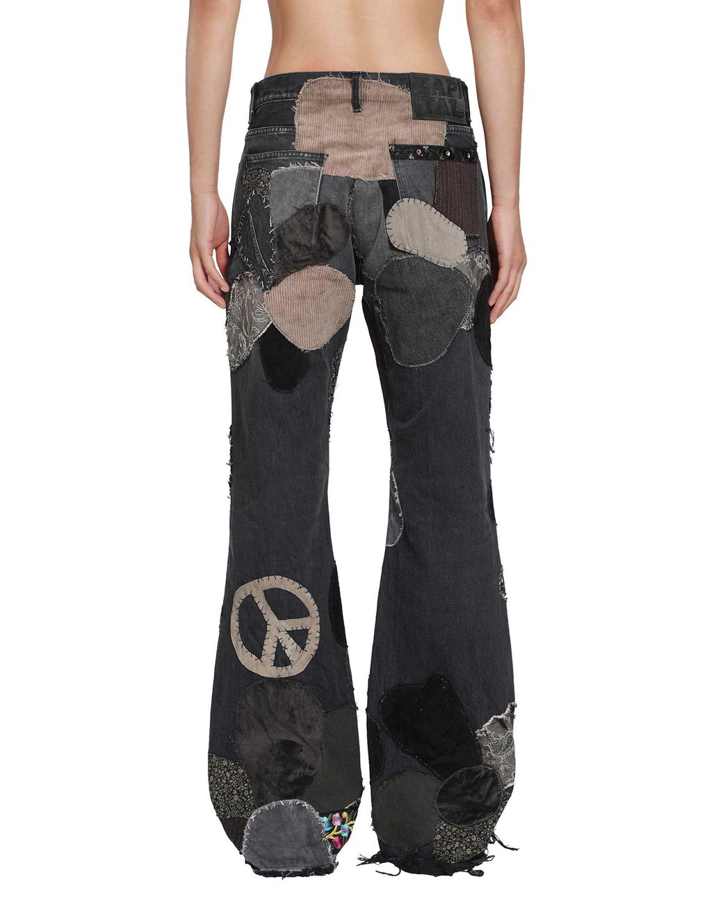 Kapital Black 14Oz X Denim 5P Rat Flare Pants for men