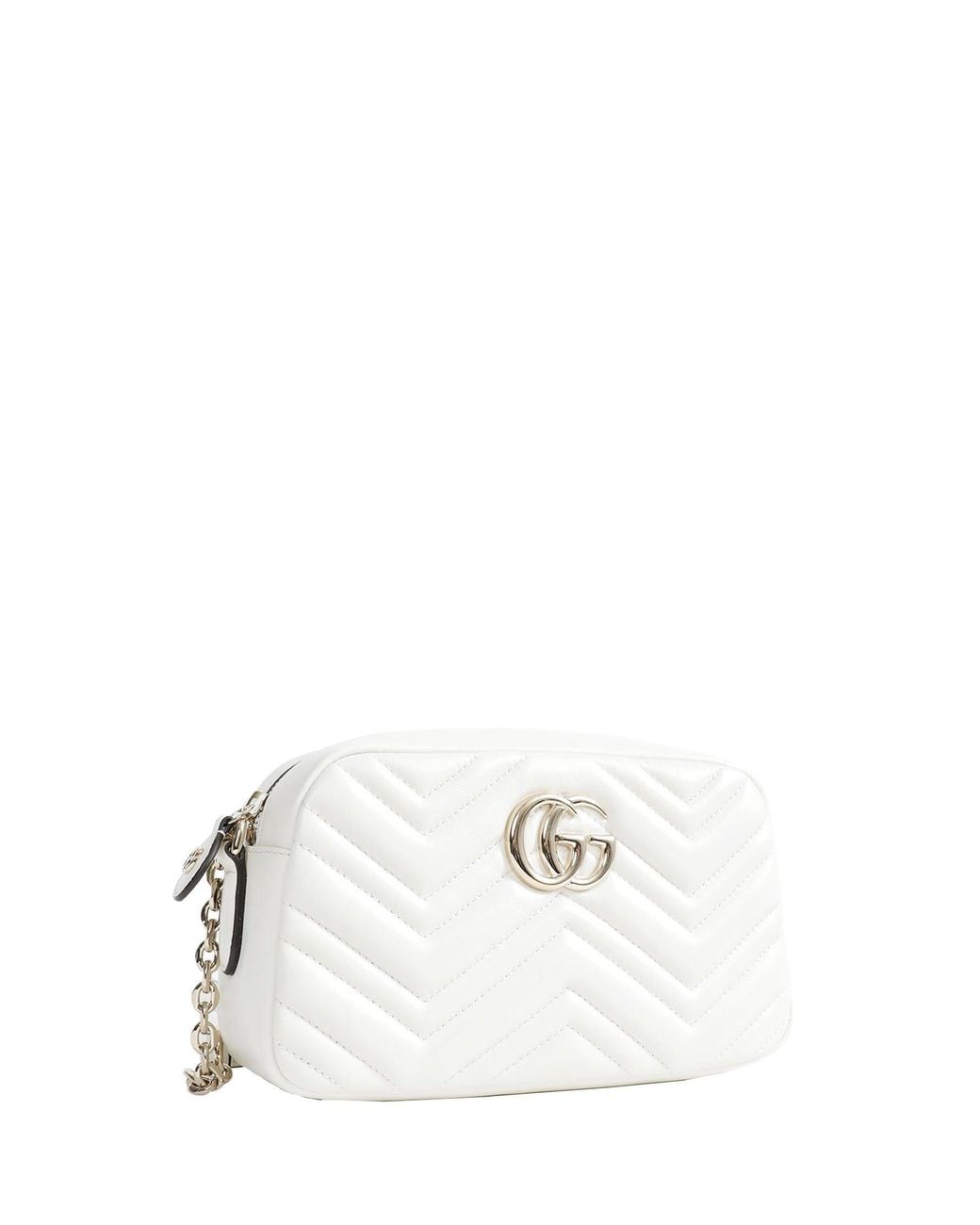 Gucci White Gg Marmont Small Camera Bag