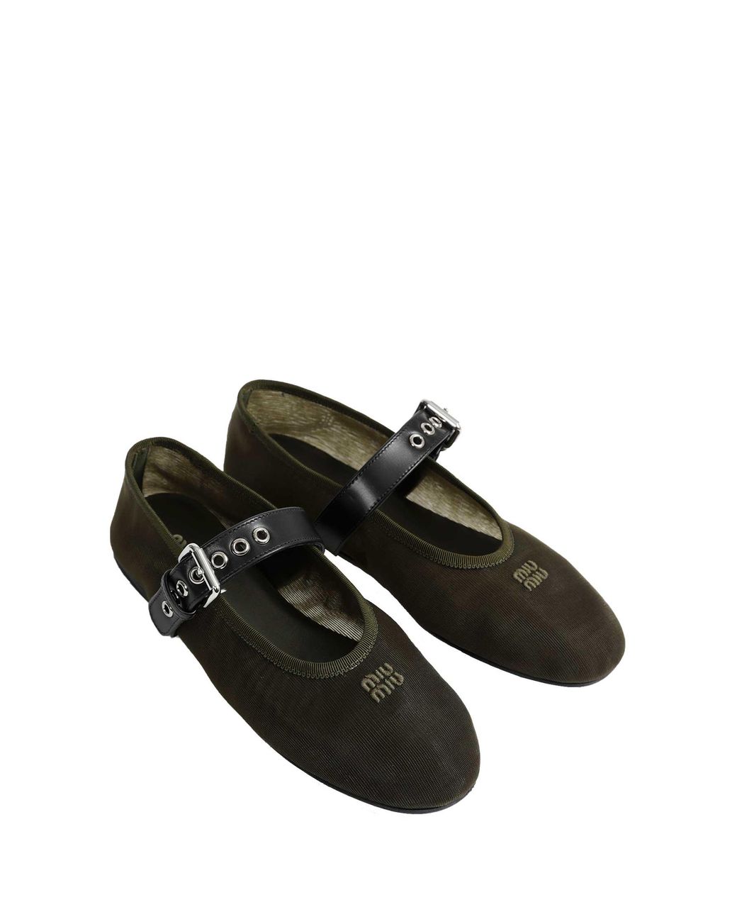 Miu Miu Black Mesh Fabric Ballerinas