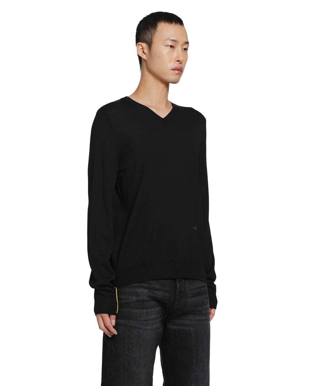 Fendi Black Wool V-Neck Sweater for men