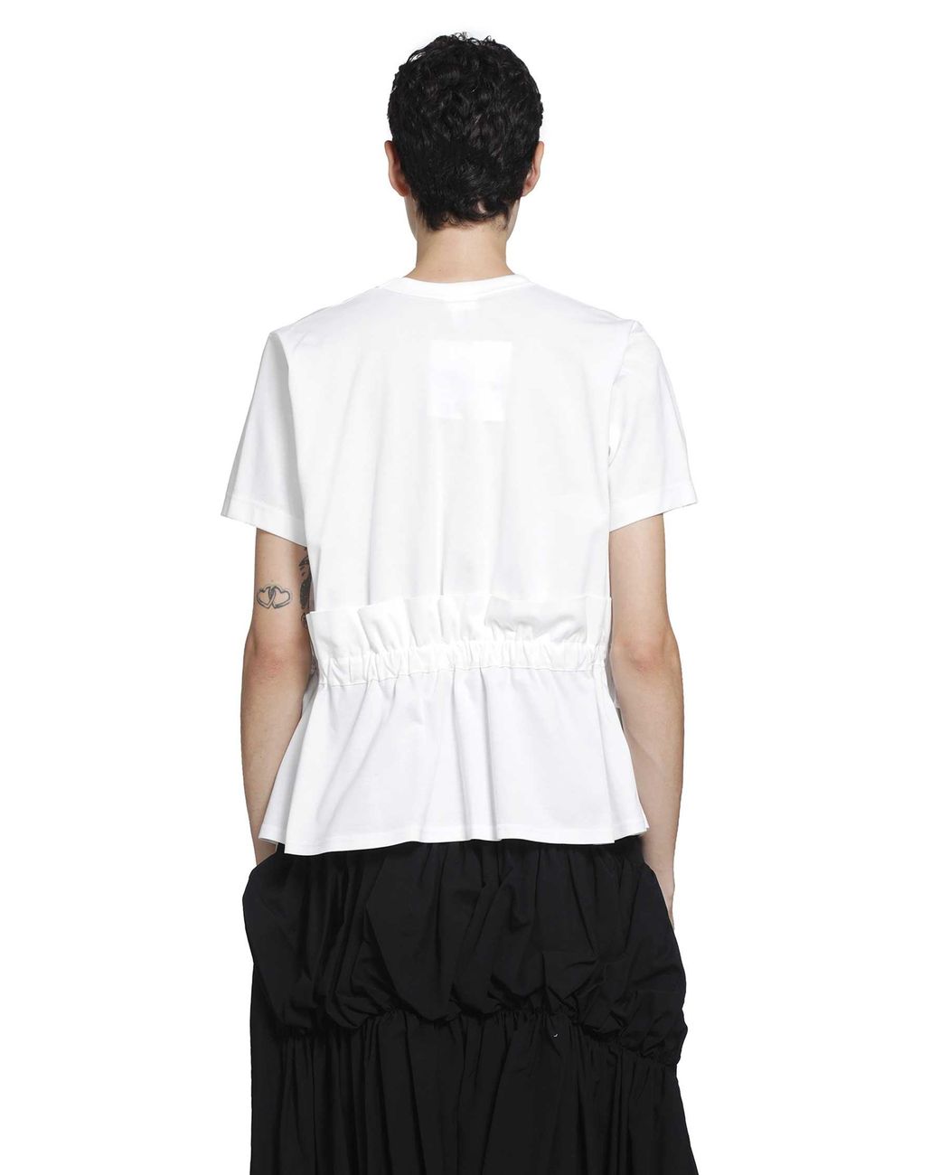 Noir Kei Ninomiya White Gathered Cotton T-Shirt