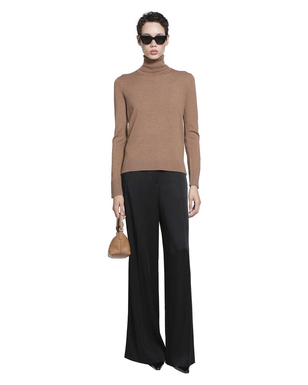 Max Mara Brown Wool Turtleneck Top