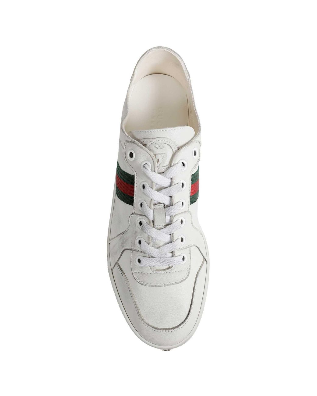 Gucci White Stretch Low-Top Sneakers