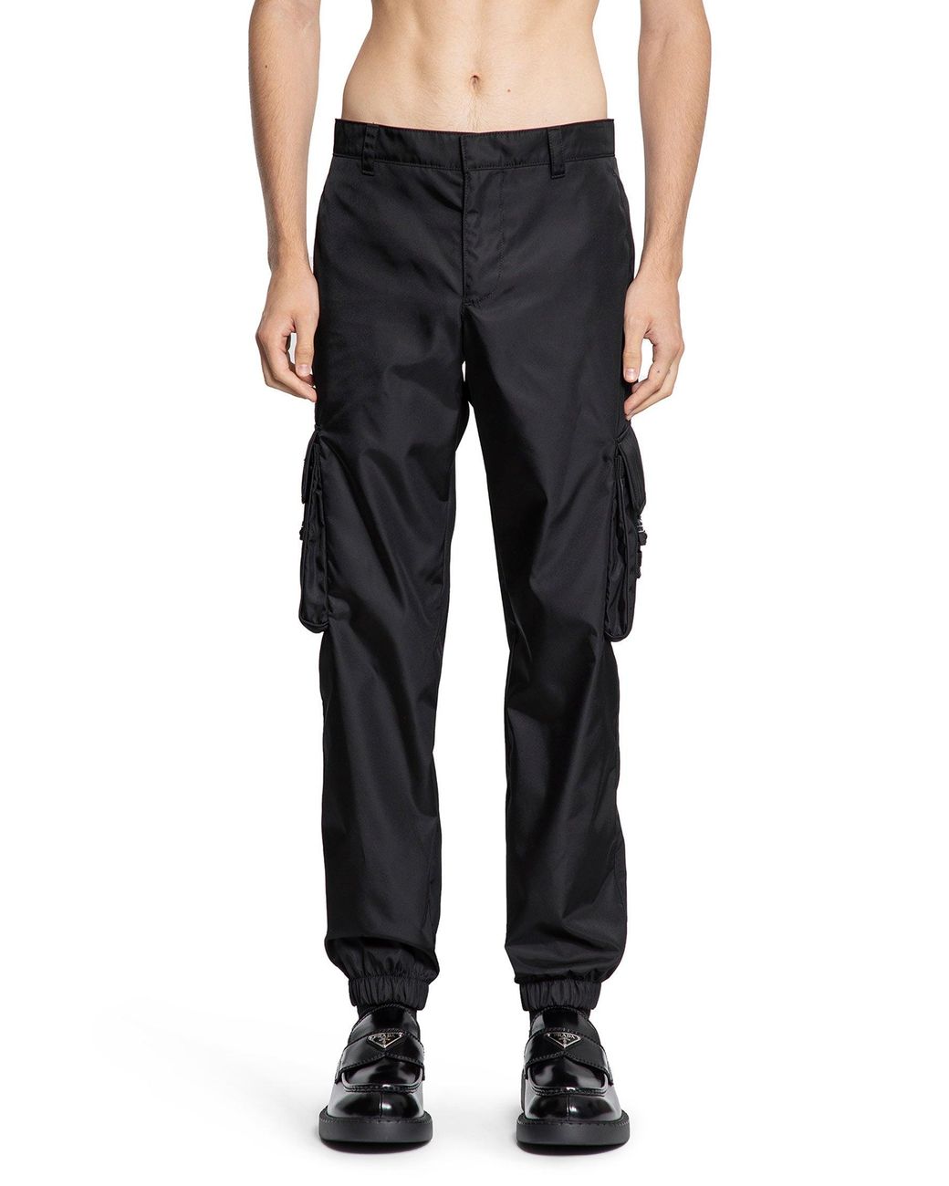 Prada Black Re-Nylon Cargo Trousers for men