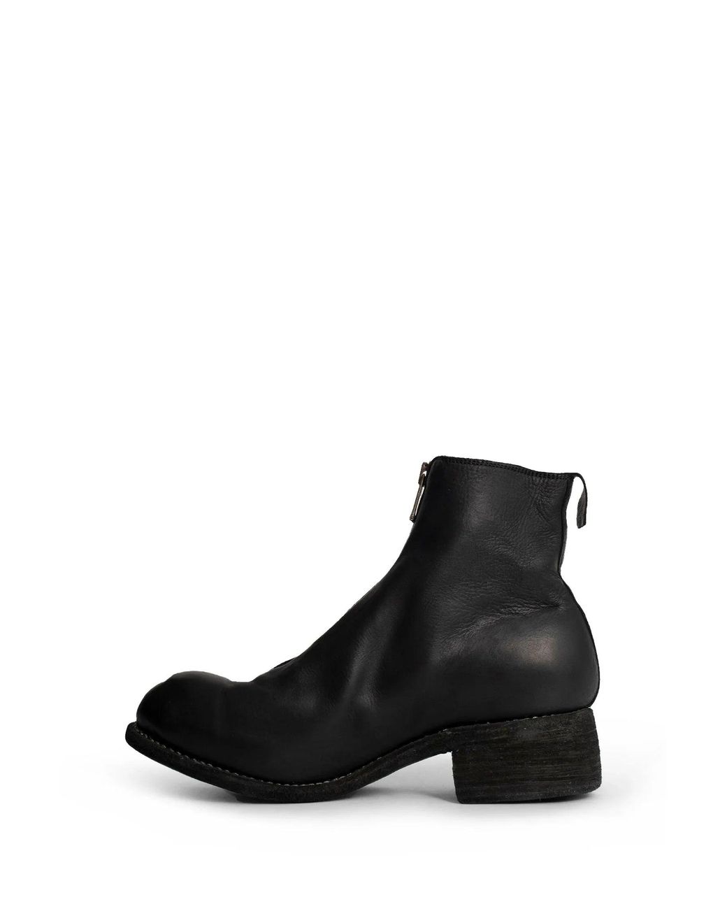 Guidi Black Front Zip Leather Ankle Boots for men