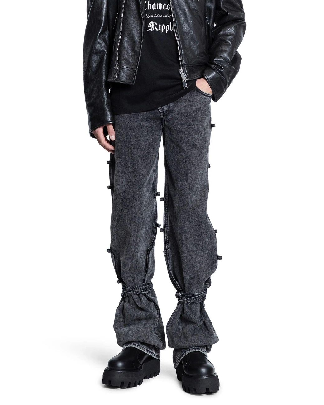McQueen Black Tied Jeans for men
