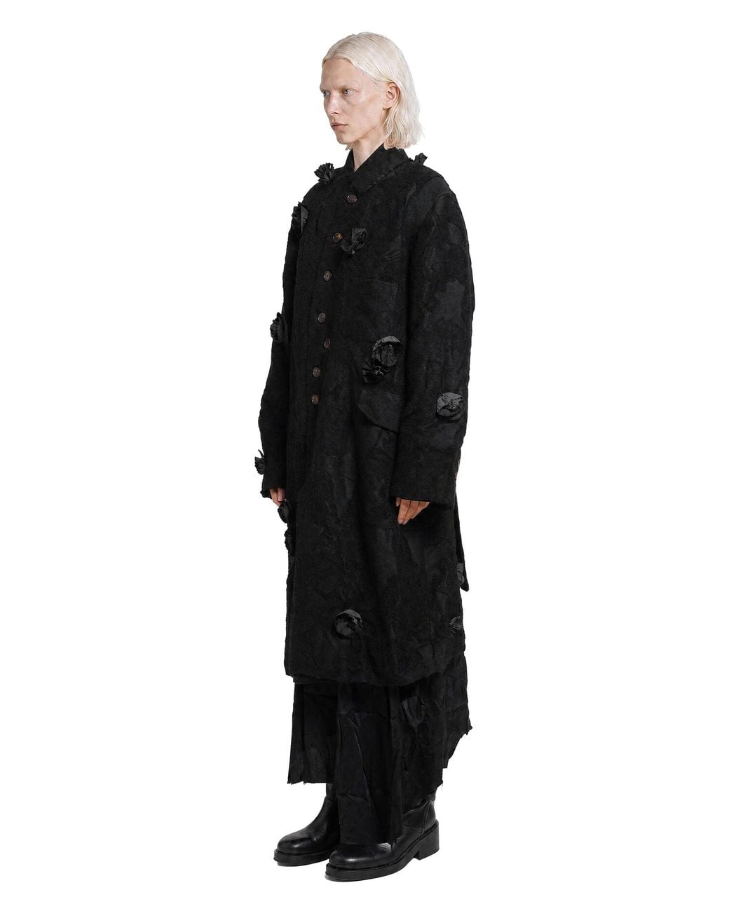 Aleksandr Manamïs Black Floral Roomy Winter Coat
