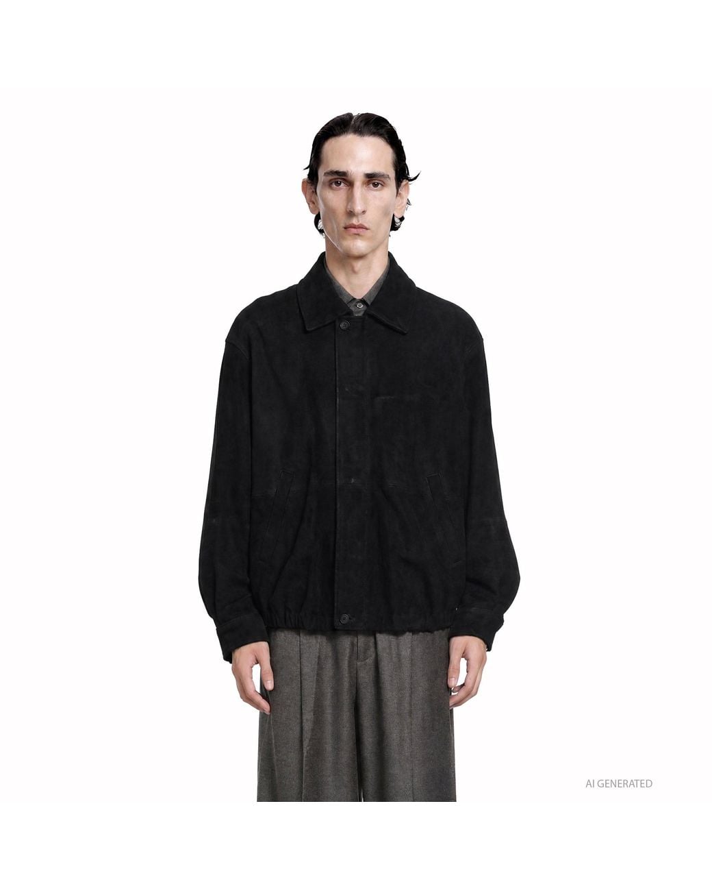 Ssstein Black Goat Suede Jacket for men