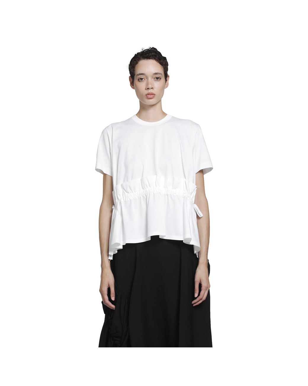 Noir Kei Ninomiya White Gathered Cotton T-Shirt