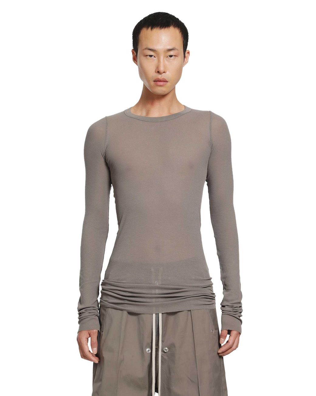 Rick Owens Gray Tower Rib Ls T for men