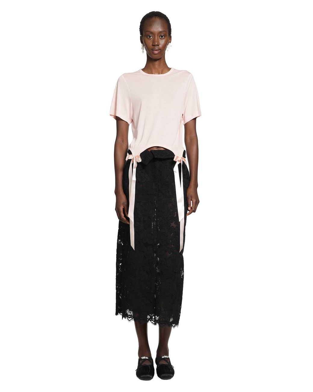 Simone Rocha Black Peeling Waist Column Skirt