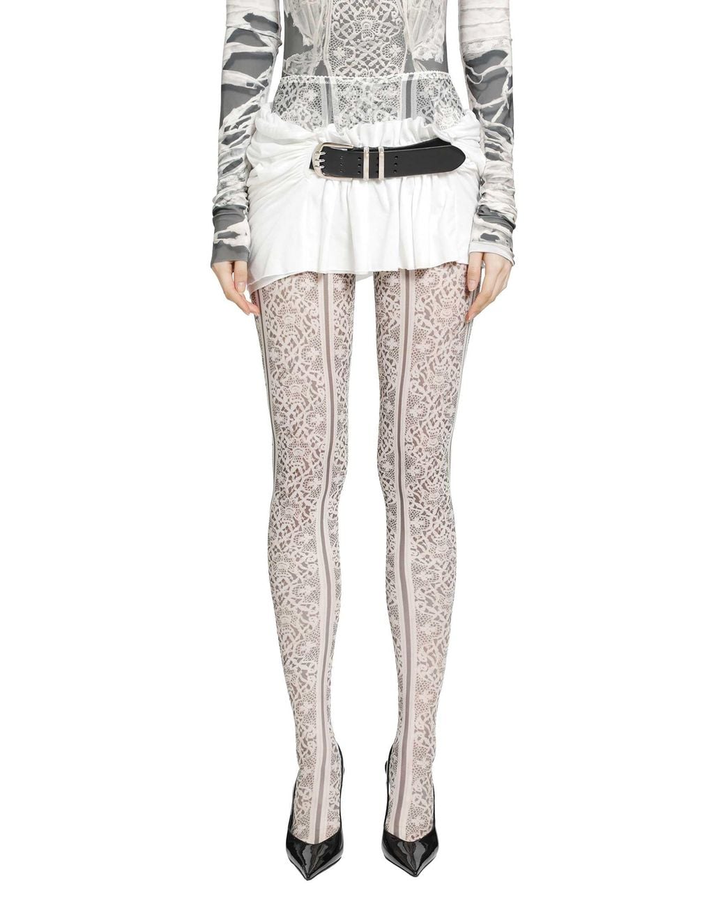 Dilara Findikoglu Natural Past Edges Lace-Effect Mesh Tights