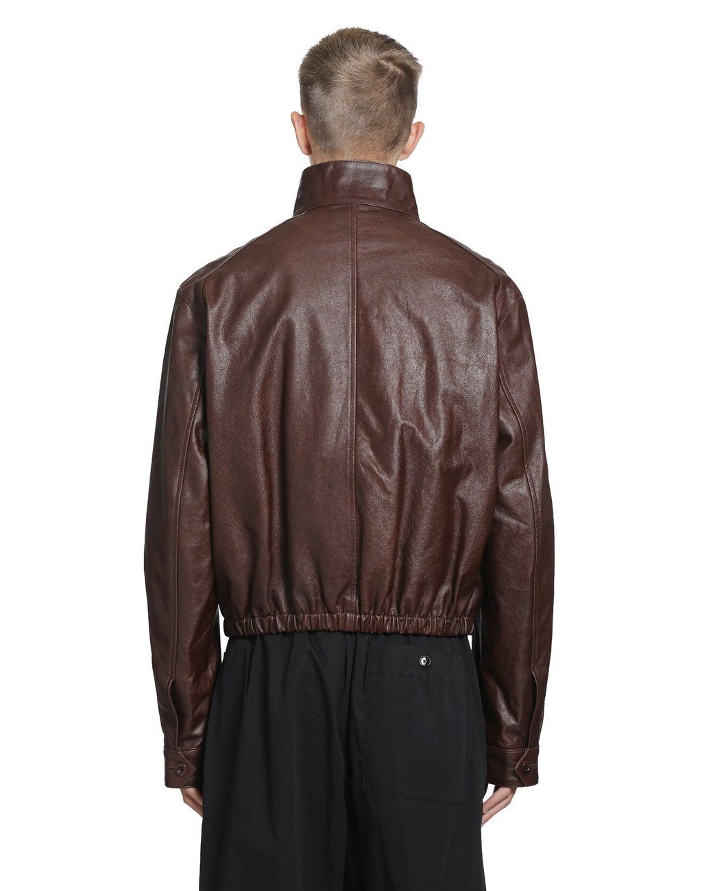 Lemaire Brown Leather Harrington Jacket for men