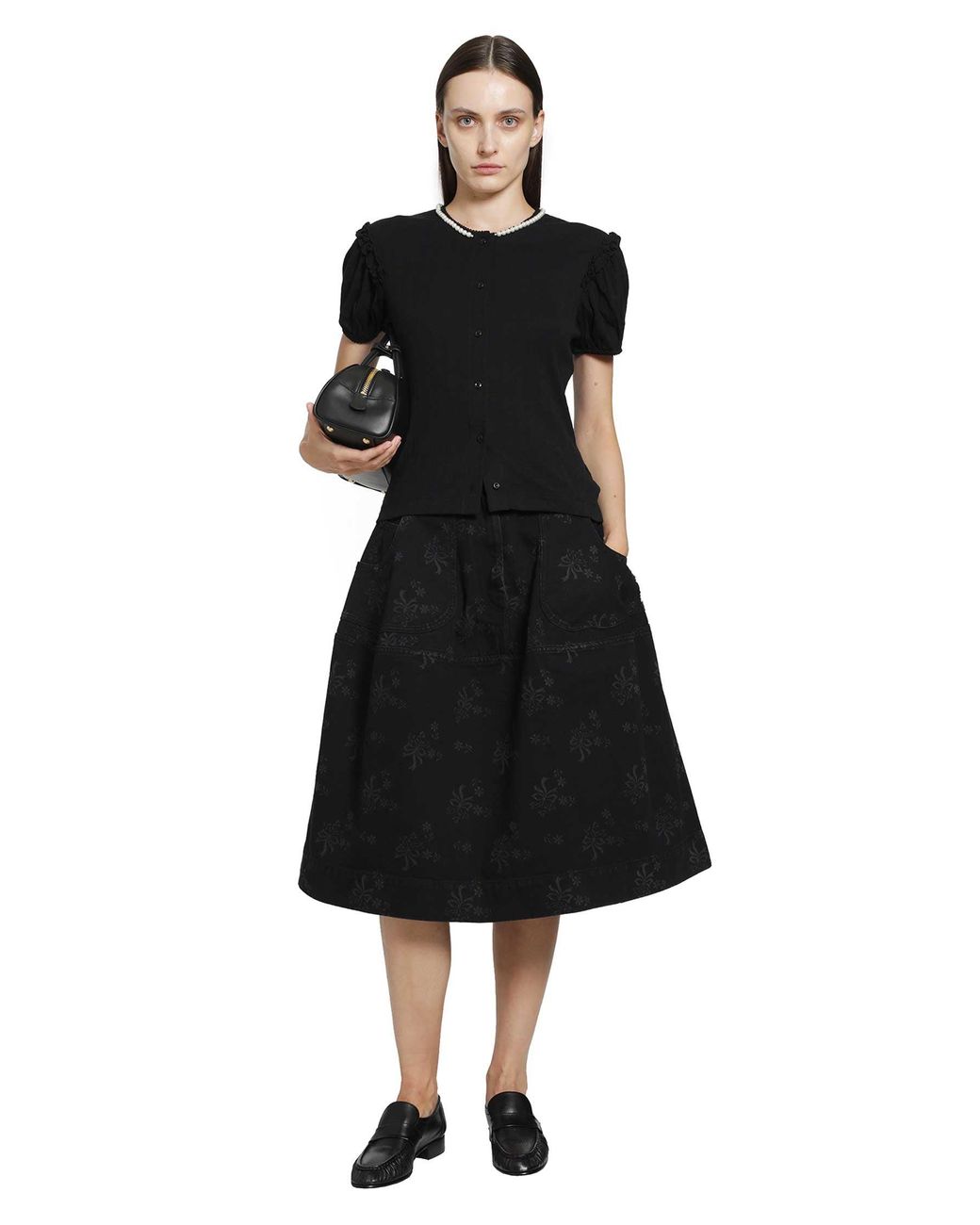 Simone Rocha Black Denim Utility Hip Bustle Skirt