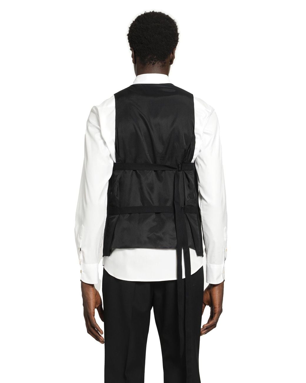 Ann Demeulemeester Black Juikko Striped Satin Waistcoat for men