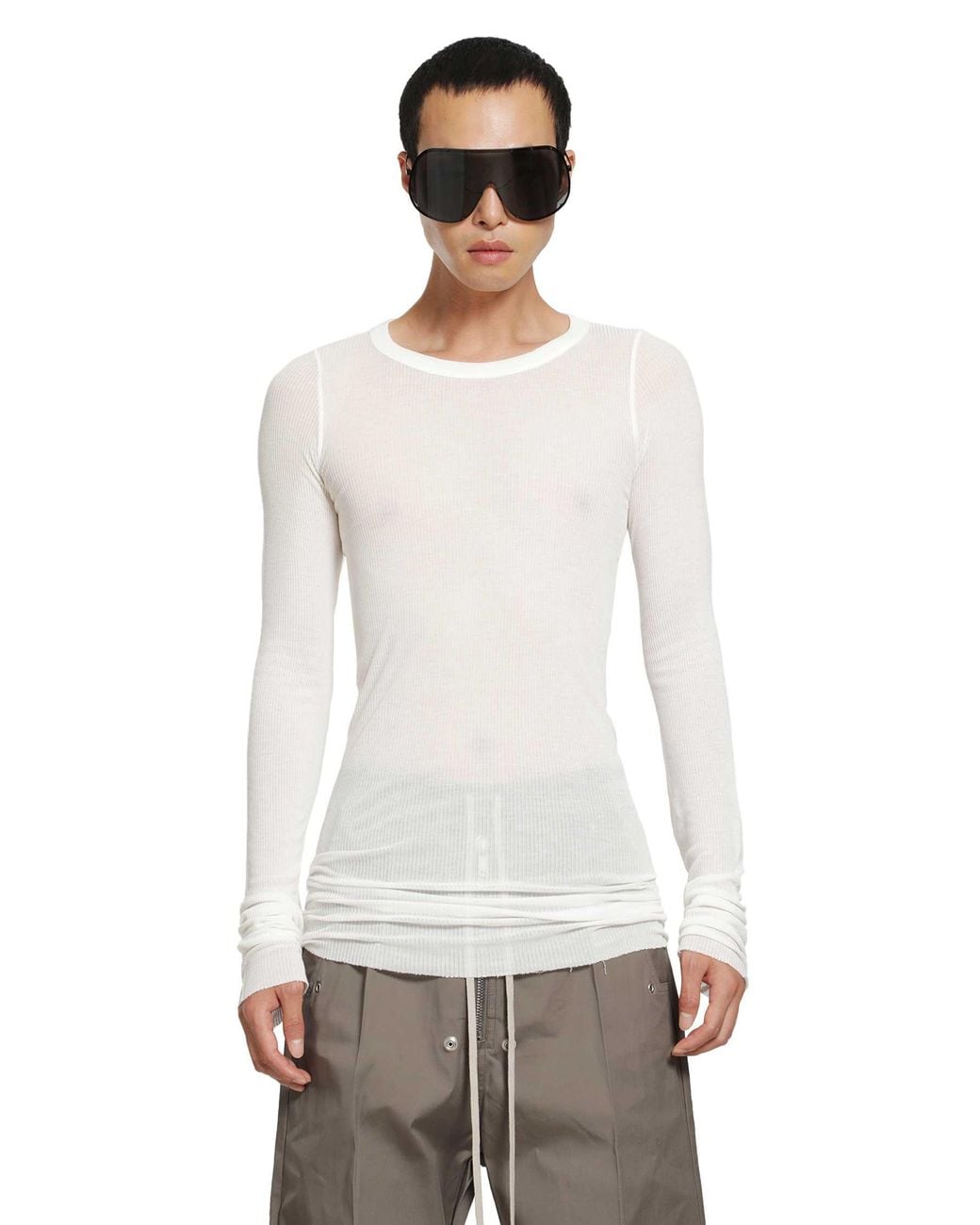 Rick Owens White Tower Rib Ls T for men