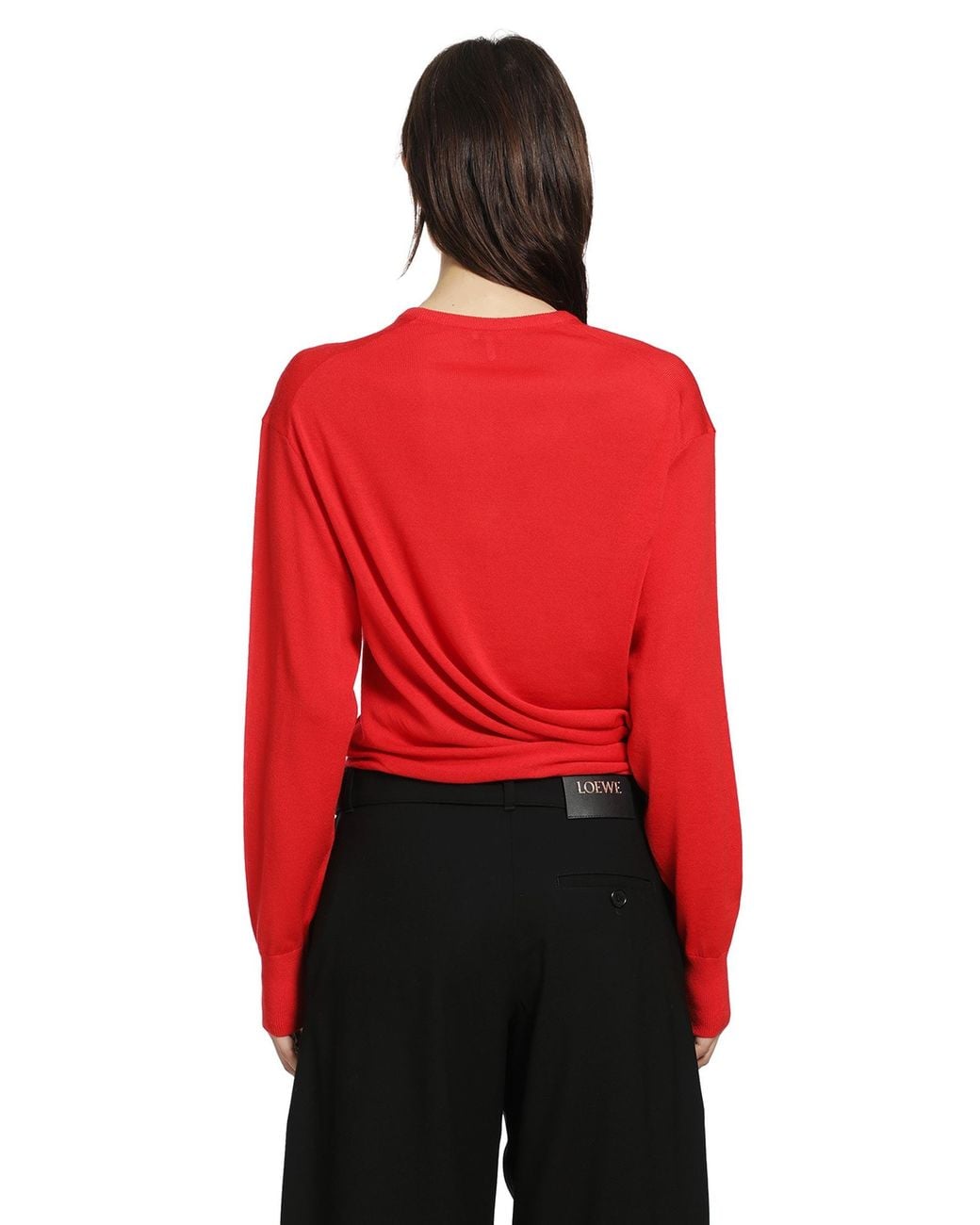 Loewe Red Draped Wool Sweater