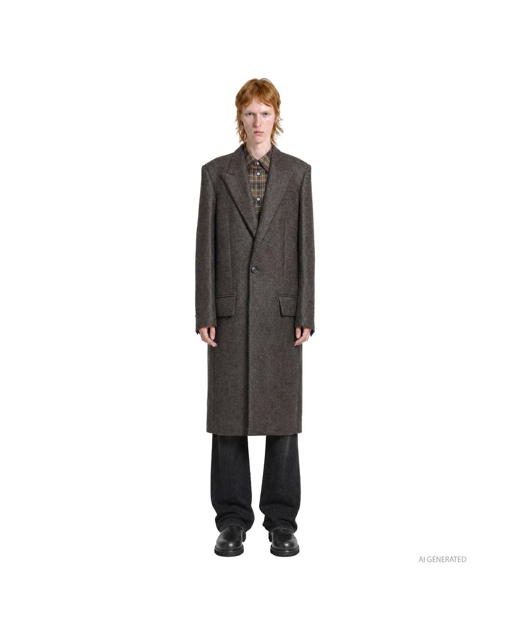 Acne Gray Wool Single-Breasted Coat for men