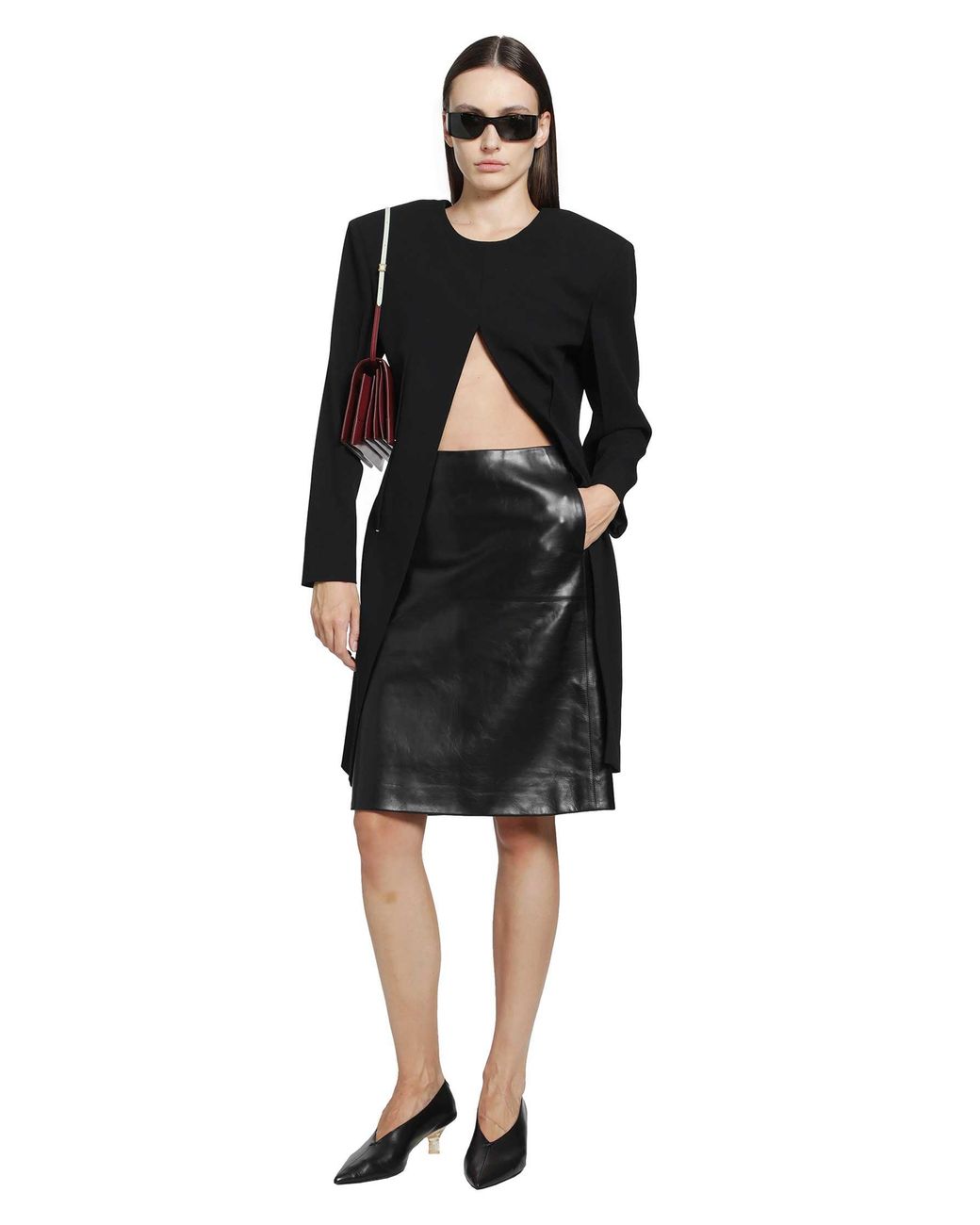 Jil Sander Black Wool Sablé Top