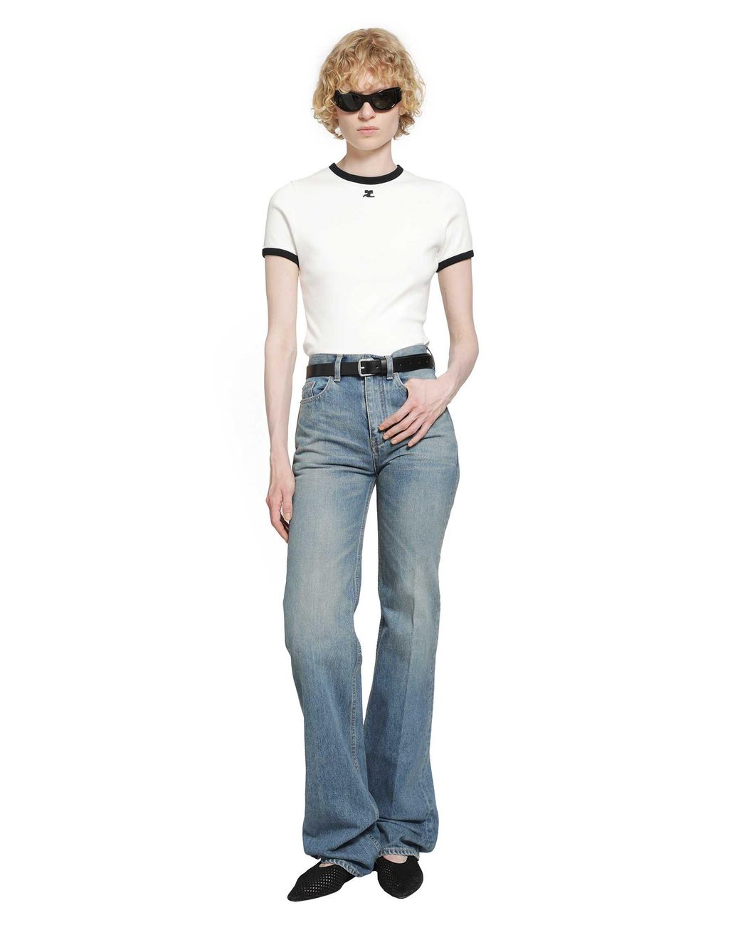Courreges White Signature Contrast T-Shirt