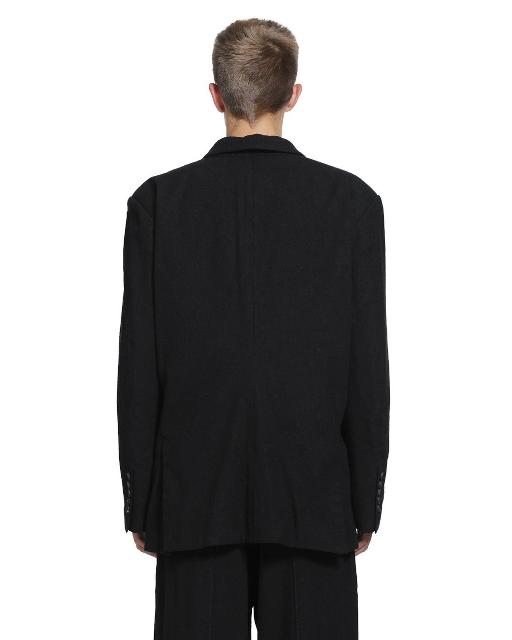 Ziggy Chen Black Wrap Closure 3 Button Blazer for men