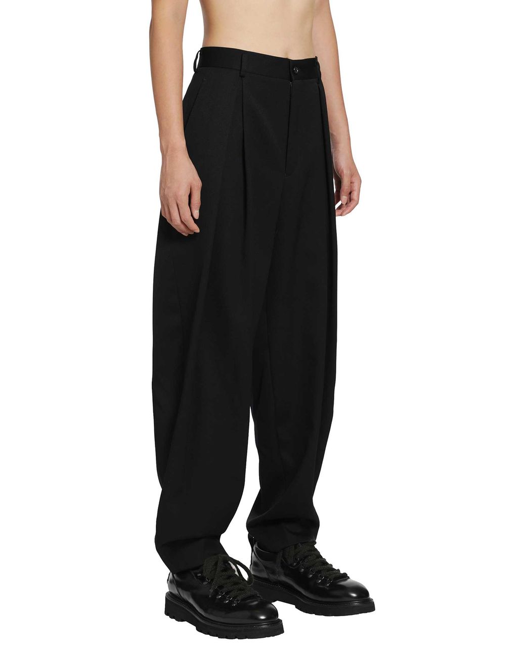 Comme des Garçons Black Pleated Wool Pants for men