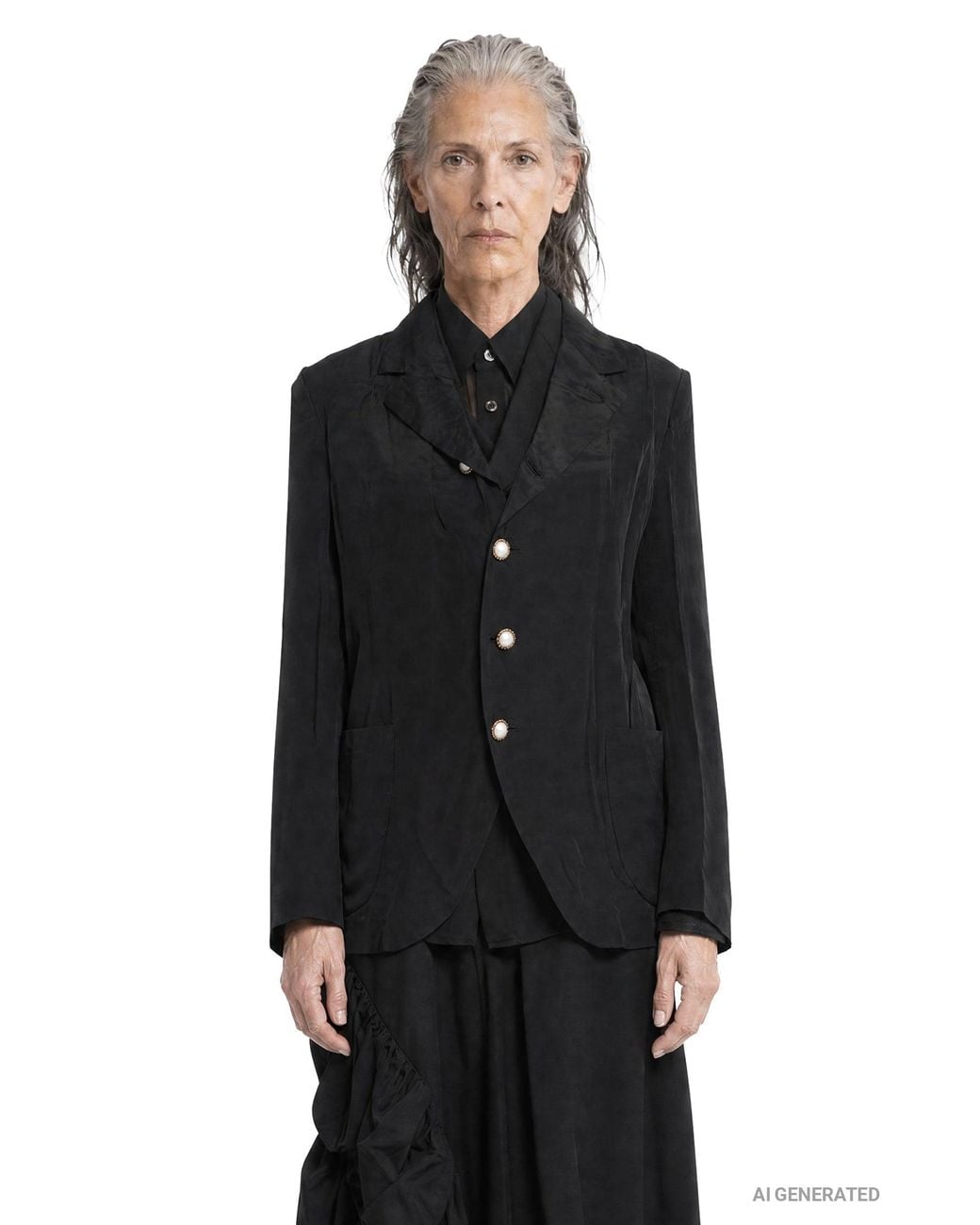 Comme des Garçons Black Layered Wool And Taffeta Blazer