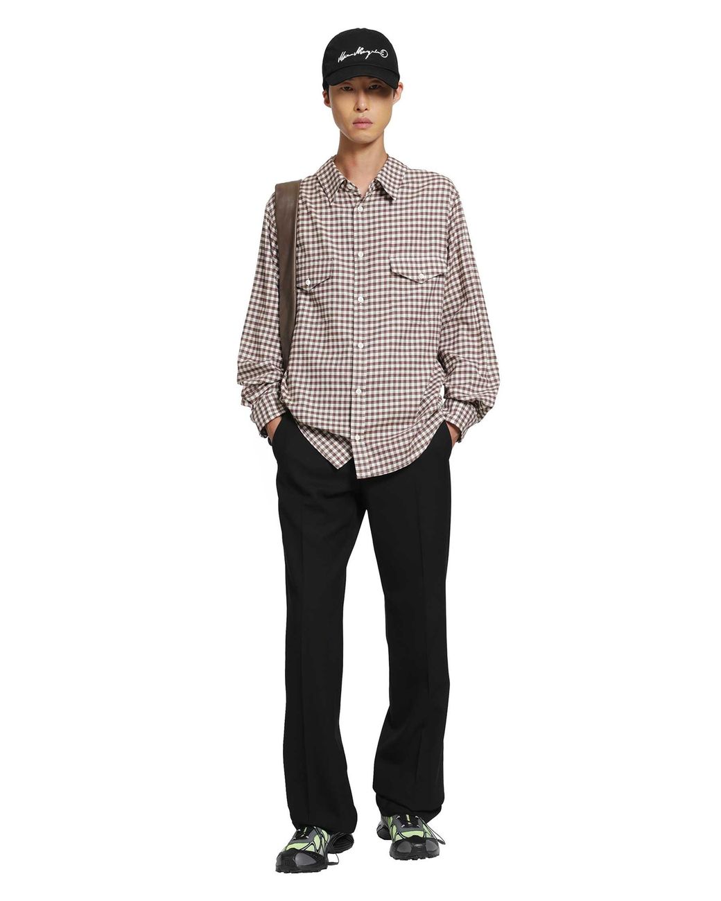 MM6 by Maison Margiela Brown Check Cotton Flannel Shirt for men